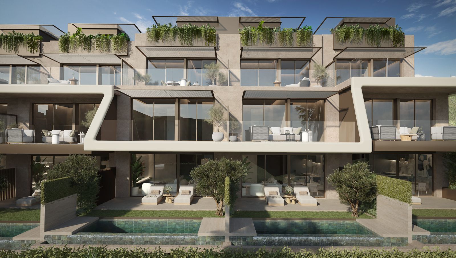 06 modern apartment with pool and balcony views