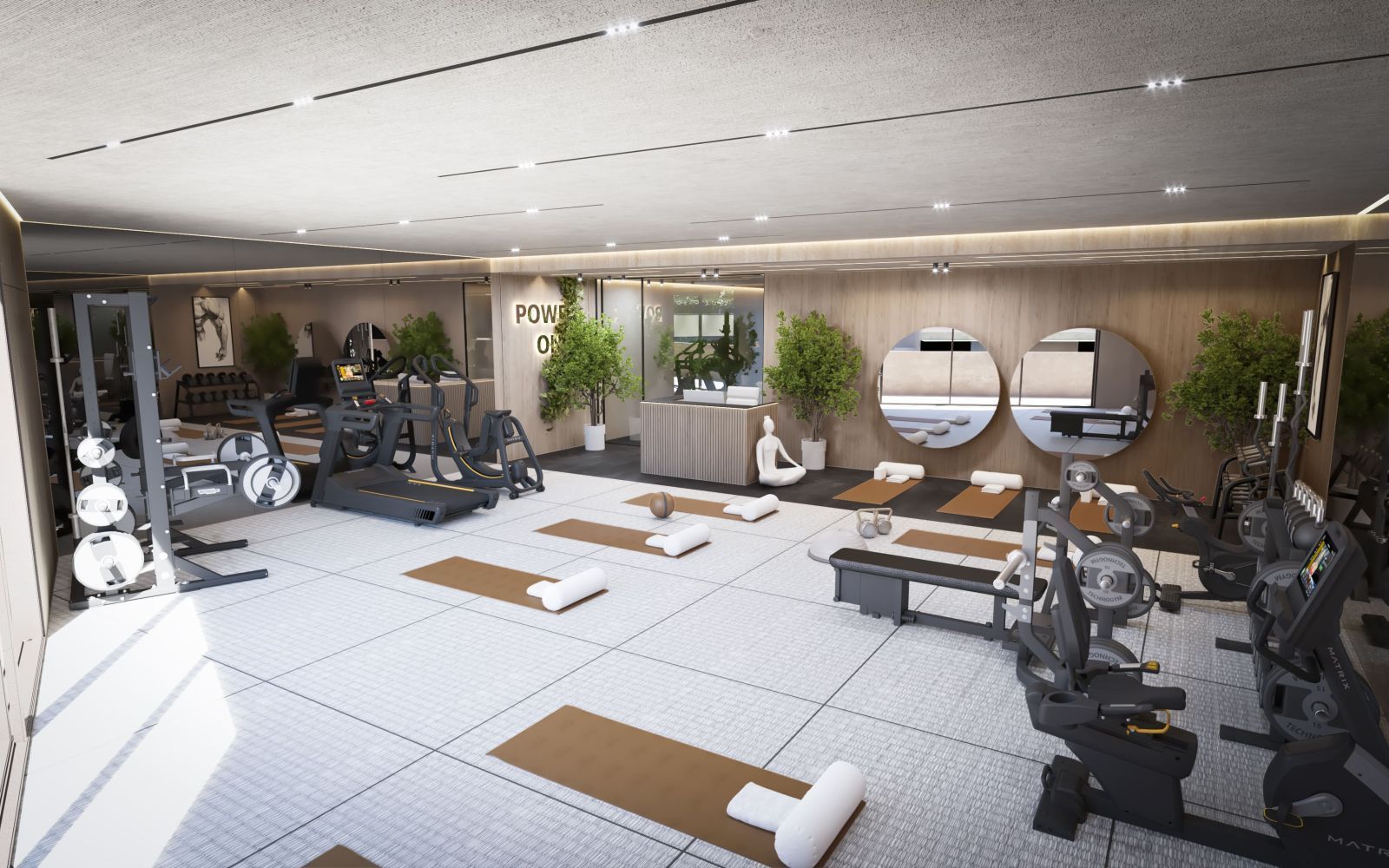 07 modern gym fitness room with yoga mats